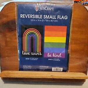 Pride Flag WinCraft Reversible Small Flag 12.5 X 18 IN. Love Wins / Be Kind 