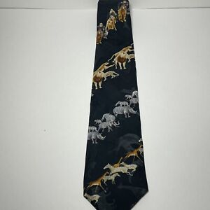 Endangered Species Mens Silk Necktie Made In The USA Safari Neck Tie Black