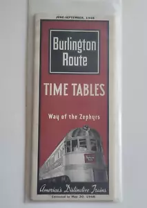 c1948 Burlington Route Time Tables Way of the Zephyrs Good Shape May 30 - Picture 1 of 7
