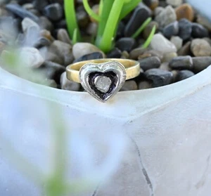 Rose-Cut Diamond Ring-925 Sterling Silver-Heart Shape Ring-Christmas Day Gift - Picture 1 of 6