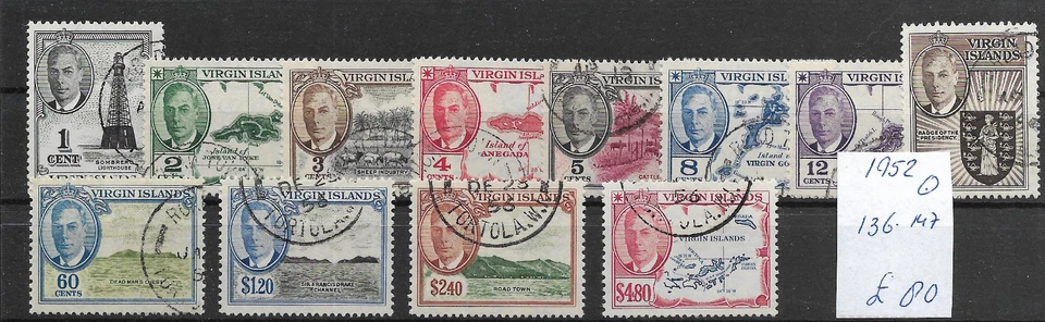 Islas Vírgenes Británicas @ 1952 SG136-147 Definitivos Buen Precio @GB1562 Foto 1 de 1