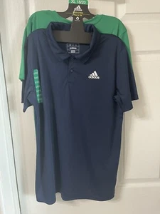 Adidas Youth Performance Polo And Tee Set In Navy/Green Color ( Size XL/18-20). - Picture 1 of 6