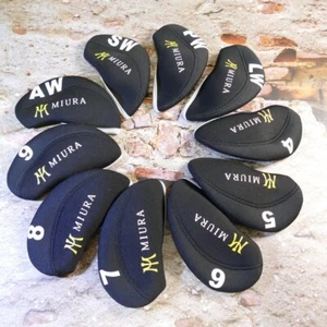 Golf Protective Iron Cover Miura Black color 10 piece One Set