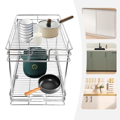 Gabinete de cocina de 2 niveles estante extraíble cajón gabinete organizador de gabinete deslizable Foto 1 de 4