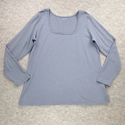 Camisa Universal Estándar Mediana Mujer 2X Azul Cuello Cuadrado Manga Larga Top Pima Foto 1 de 4