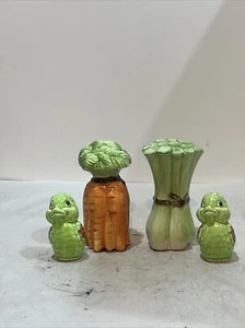 Novelty Salt And Pepper Shakers Carrots and Celery Stalks And Ducks 4 Set - Picture 1 of 7