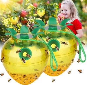 Solar Power Wasp Traps Outdoor Hanging, 2 Pack Yellow Jacket Trap with LED Light - Picture 1 of 12