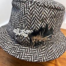 Donegal Tweed Ireland Walking Hat Bucket Handwoven Wool Men M Hanna Feathers