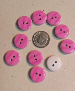 Pack of 24 Two-tone PINK STRIPES White Wood Buttons 5/8" (15mm) Crafts (2004) - Picture 1 of 2