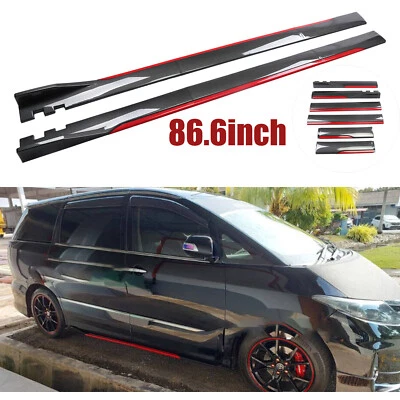 For Honda Odyssey Carbon Fiber Red 86.6in Side Skirt Extension Spoiler Splitter Foto 1 de 4