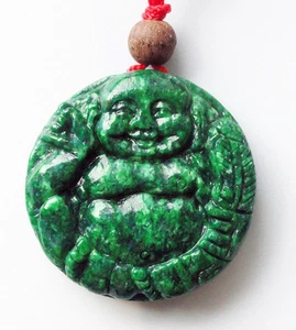 Raro! NATURAL BIRMANIA MAW SIT SIT JADE: CIONDOLO INTAGLIO BUDDHA FELICE FATTO A MANO: - Foto 1 di 4