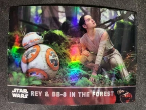 2015 Star Wars Topps Chrome Force Awakens Card #63 Rey BB-8 REFRACTOR - Picture 1 of 2