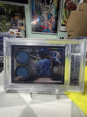 2020 Topps Tribute Hank Aaron /150 Dual Patch Relic #SDR-HA Braves BGS 8.5 - Image 1 of 3