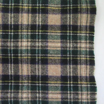 Cazador de lana a cuadros verde marino amarillo remanente de tela de aproximadamente 1,75 yardas Foto 1 de 4