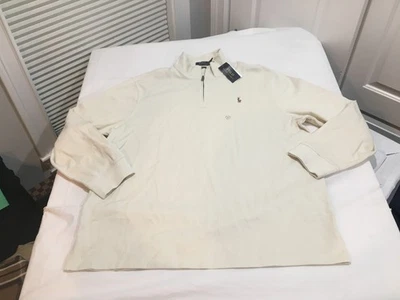 NWT $125.00 Polo Ralph Lauren Mens Estate Rib 1/4 Zip Sweater Cream Size  XXL - Image 1 of 2