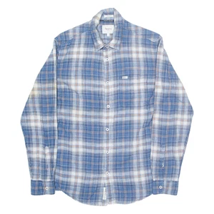PEPE JEANS Mens Shirt Blue Check Long Sleeve M - Picture 1 of 6