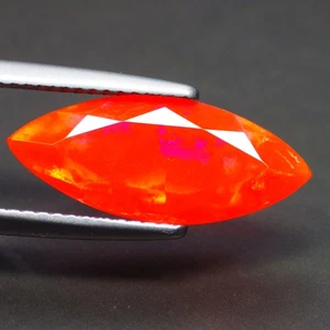 2.53 Ct Amusing (18 x 7 mm) Marquise 100% Natural Orangy Red Fire Opal Gemstones - Picture 1 of 7