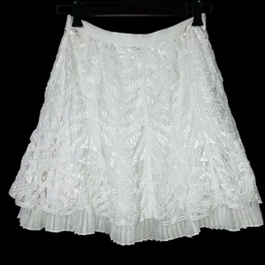 VTG Betsey Johnson Crochet Lace White Skirt Coastal Cowgirl Coquette Girl Preppy - Picture 1 of 8