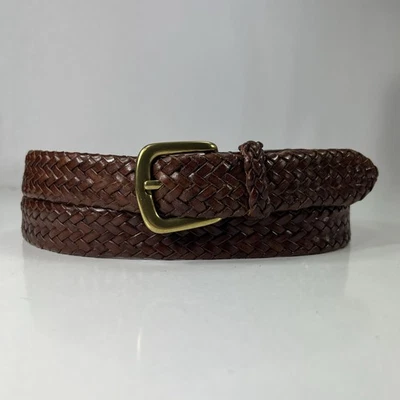 Talbots Brown Braided Genuine Leather Belt - Women's Size 36 - Image 1 of 4