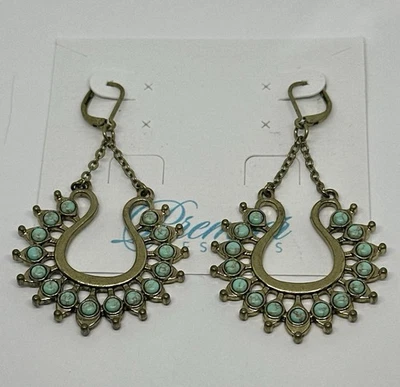 Pendientes colgantes Premier Designs imitación turquesa "Loto" nuevos con etiquetas boho Foto 1 de 3