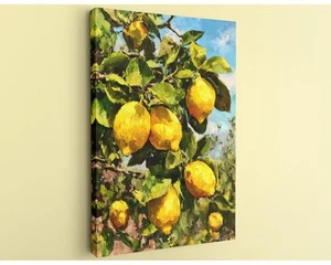 Lemon Canvas Painting Handcrafted Textured Italian Kitchen Wall Art Decor - Picture 1 of 9