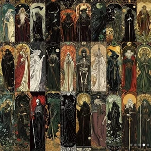 30 Pieces Gothic Fantasy Tarot Style Art Nouveau Craft Junk Journal Witch Wizard - Picture 1 of 4