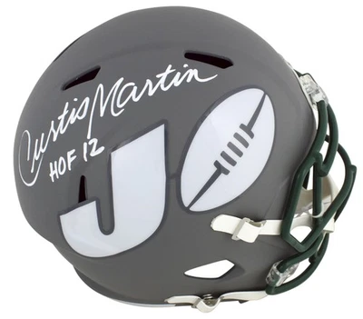 Jets Curtis Martin "HOF 12" Signed Amp Riddell Full Size Speed Rep Helmet BAS - Image 1 of 3