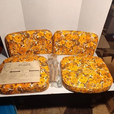 Juego de 2 cojines de asiento de silla vintage de repuesto para respaldo de comedor floral MCM NOS Foto 1 de 4