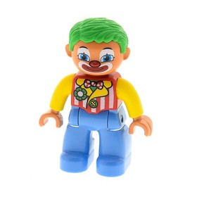 1x Lego Duplo Figurine Mann Light Blue Yellow Red Green Clown Circus 10504