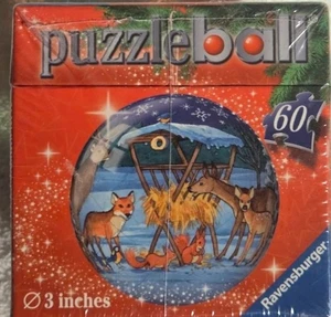 RARE VINTAGE 2011 RAVENSBURGER FOREST ANIMALS 3D CHRISTMAS ORNAMENT PUZZLE BALL - Picture 1 of 4