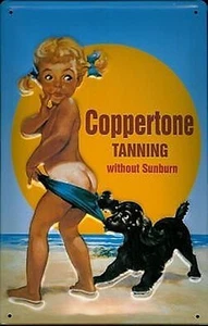 Coppertone Tanning Without Sunburn metal postcard / mini sign 110mm x 80mm - Picture 1 of 1