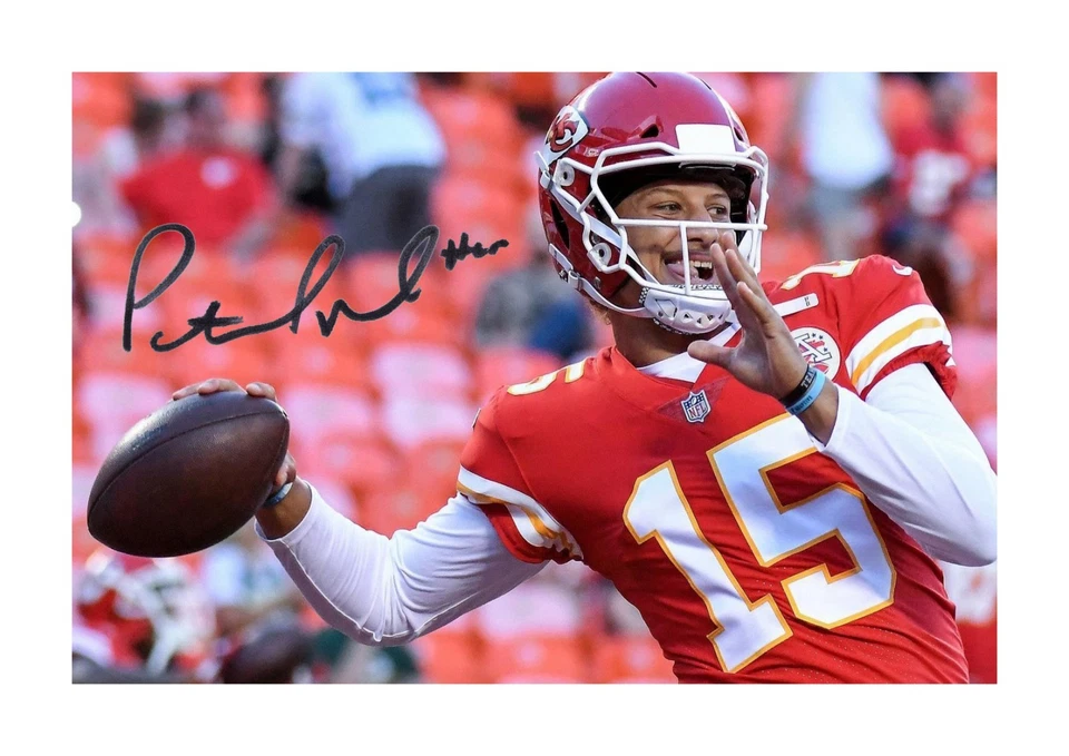 Patrick Mahomes (4) NFL Kansas City Chiefs signed poster. Choice of frame. - Image 1 of 1