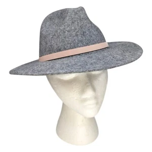 Free People Wool Fedora Hat Womens Grey Tan Leather Band One Size - Picture 1 of 13