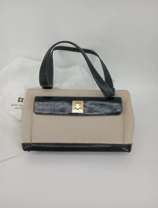 Kate Spade 12639 hellbraune Canvas schwarze Lederhandtasche. Hat Kratzer usw. Lesen Sie ansehen - Bild 1 von 12