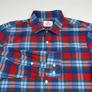 Mizzen Main Shirt Mens XL Trim Fit Blue/Red Plaid LS Performance R - Picture 1 of 8