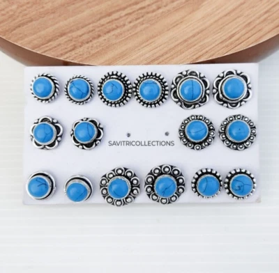 Lote de aretes al por mayor turquesa 92,5 enchapados en plata hechos a mano joyería a granel  Foto 1 de 4