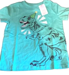 cat & jack green birthday dinosaur shirt XS 4/5 - Picture 1 of 2