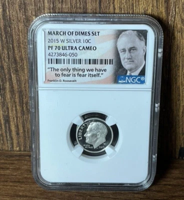 2015-W Roosevelt March of Dimes Set Silver 10c Proof NGC PF70 Ultra Cameo - Image 1 of 2