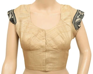 Sushila Vintage 40" Readymade Sari Blouse Pure Khadi Silk Woven Designer Choli - Picture 1 of 6