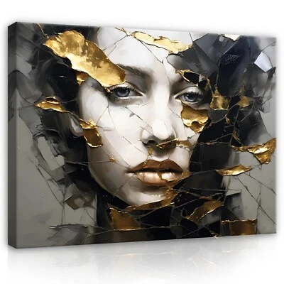 Leinwandbild Abstrakt Frau Gesicht Wohnzimmer Leinwand Bilder Wandbilder Canvas - Bild 1 von 4