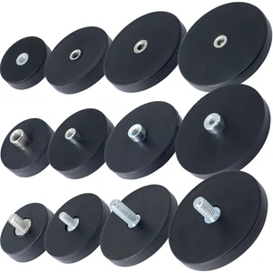 Neodym Magnet gummiert mit Gewinde Topfmagnet M4 bis M8 Größe 22mm bis 88mm - Bild 1 von 22