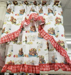 3pc. Printed Curtains Set: 2 Tiers(27"x36") & Swag(54"x36") FRUITS BASKET, red  - Picture 1 of 12