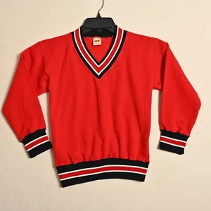 Vintage Russell Athletic Scarlet Red V-neck Sweatshirt Youth M - 1 - 4048 - Picture 1 of 6