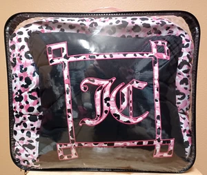 Juicy Couture 4 piece QUEEN Comforter Set Pink Black White Leopard Cheetah Print - Picture 1 of 6