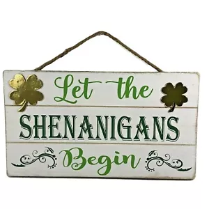 St. Patrick's Day Wood Sign Wall Door Decor Party Decoration Irish Shenanigans - Picture 1 of 3
