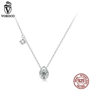Voroco 925 Silver 0.5CT Moissanite Pear Necklace Jewelry Elegant For Women Gifts - Picture 1 of 14