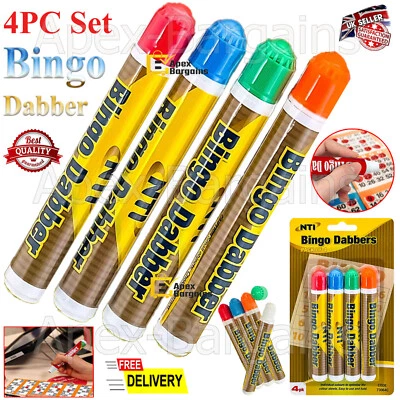 4x Bingo Dabbers Markers Mix Colours Pens Game Fun Party Activities Tickets Set - Image 1 of 4