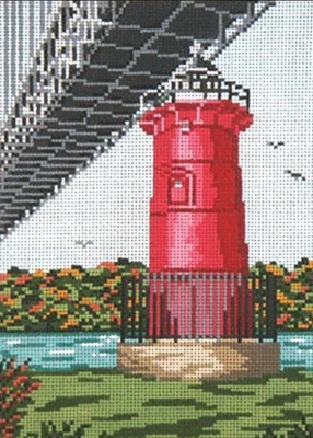 Needlepoint Handpainted Needle Crossings Little Red Lighthouse NY - Image 1 of 4