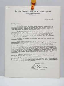 De colección - POWER CORPORATION OF CANADA LIMITED - Carta a los accionistas - 1962 - Imagen 1 de 5