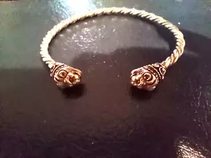 ANTIQUE GREEK LIONS HEAD BRAIDED CUFF - Picture 1 of 3